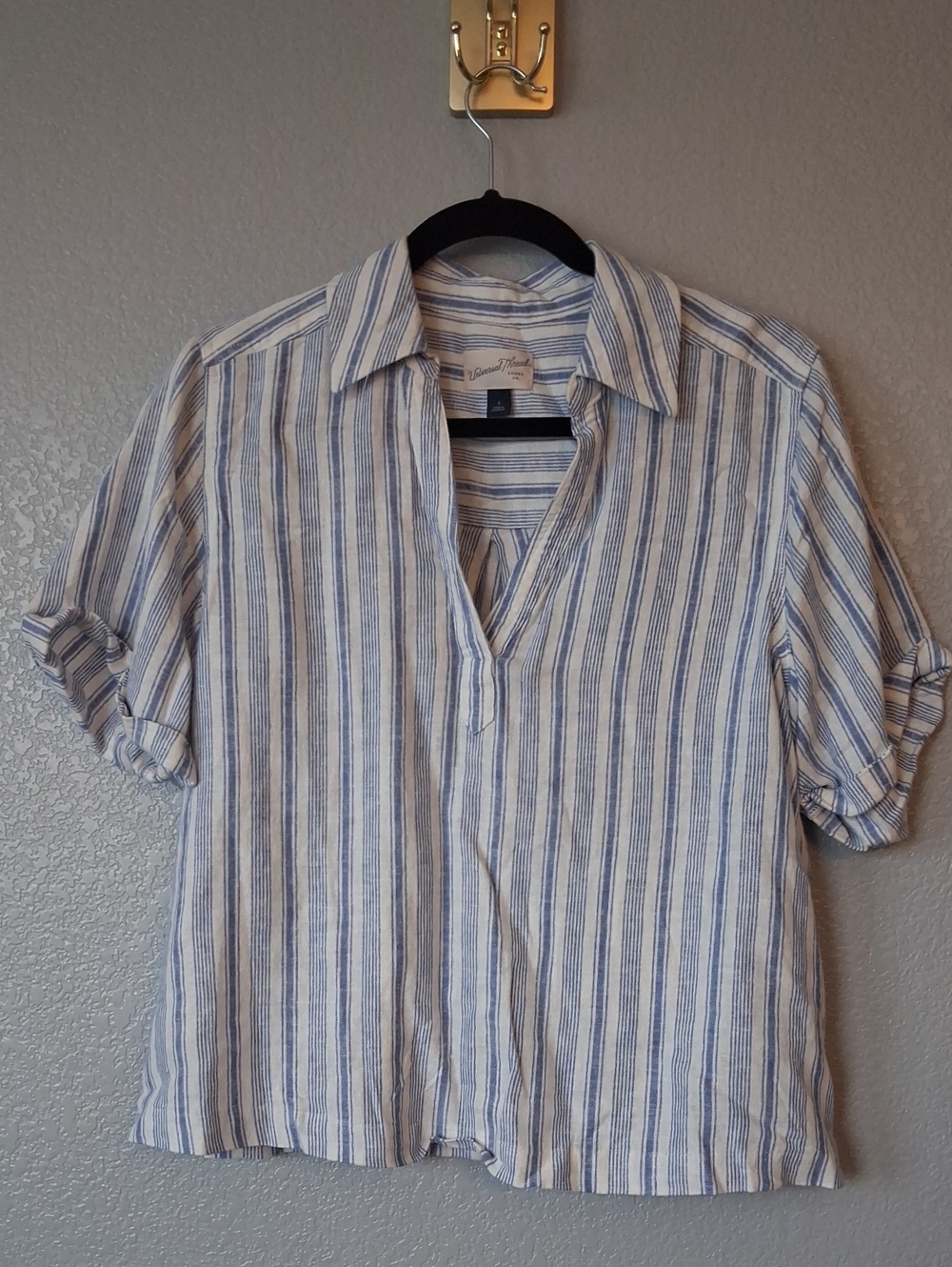 Universal Thread Blue and White Striped Button-Down Tunic